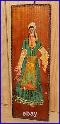 Vintage fauvist oil painting portrait woman with folk costume