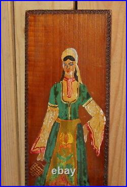Vintage fauvist oil painting portrait woman with folk costume