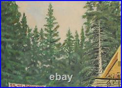 Vintage impressionist oil painting forest landscape folk fest portrait signed