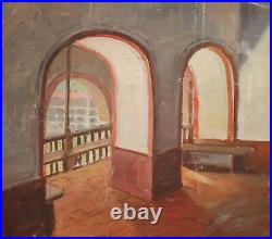 Vintage oil painting country house interior
