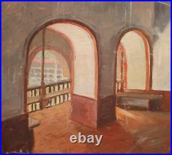 Vintage oil painting country house interior