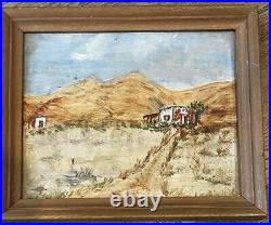 Vtg 1930s 1940s Original Painting American Southwest Signed Dated Mini Scenery