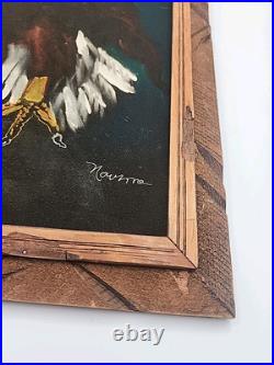 Vtg 1970s Framed Folk Art Reverse Eagle Painting 22x13