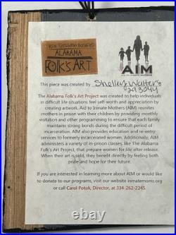 Vtg Alabama AIM Folk Art Painting Board Angel Above Church Shelley Walters 6x5