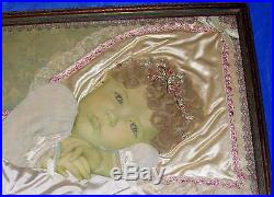 Vtg Antique 1920's Folk Art Real Photo N Hair Baby Picture Real Satin & Lace