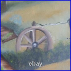 Vtg Barn Folk Art Rural Country Landscape Unsigned Original Acrylic On Canvas