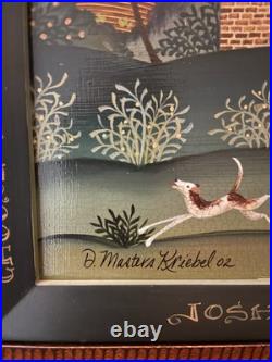 Vtg Folk Art Painting On Board D. Masters Kriebel Signed House Dogs Joshua 2415 Vtg Folk Art Painting On Board D. Masters Kriebel Signed House Dogs Joshua 2415