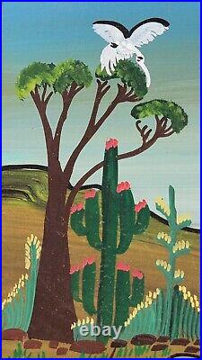 Vtg Roberto Benitez Mexican Folk Artist Day & Night Farm Scene Paintings 16x12