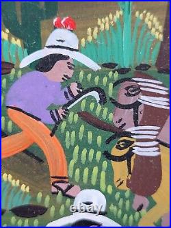 Vtg Roberto Benitez Mexican Folk Artist Day & Night Farm Scene Paintings 16x12