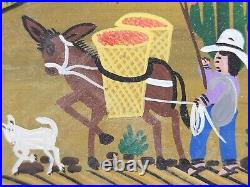 Vtg Roberto Benitez Mexican Folk Artist Day & Night Farm Scene Paintings 16x12