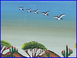 Vtg Roberto Benitez Mexican Folk Artist Day & Night Farm Scene Paintings 16x12