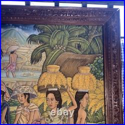 Vtg Suasa Lg Painting Ubid Bali Tropical Farm Mountain READ 40LOCAL PICKUP ONLY