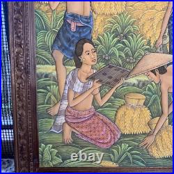 Vtg Suasa Lg Painting Ubid Bali Tropical Farm Mountain READ 40LOCAL PICKUP ONLY