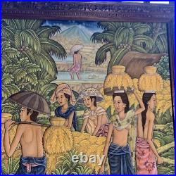 Vtg Suasa Lg Painting Ubid Bali Tropical Farm Mountain READ 40LOCAL PICKUP ONLY