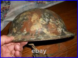 Vtg. WW1 American Doughboy Army Helmet, Folk Art Painted & Stamped ZC 254/Solid