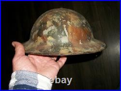 Vtg. WW1 American Doughboy Army Helmet, Folk Art Painted & Stamped ZC 254/Solid