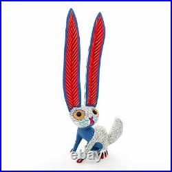 WHITE RABBIT Oaxacan Alebrije Wood Carving Mexican Art Sculpture Painting