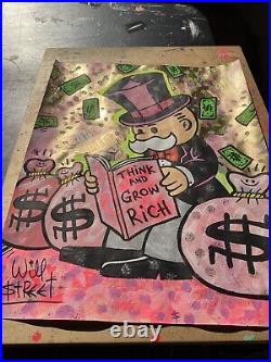 WILL STREET original painting 11x14/ monopoly art banksy alec juxtapoz kaws pop