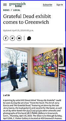 WILL STREET painting on Dollar bill / Calvin money art hobbes banksy watterson