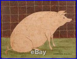 Warren Kimble (1935-) Original Painting Oil on Panel PIG Folk Art