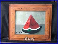 Watermelon folk art original painting monogrammed