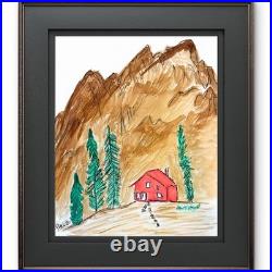Whimsical Mountain Scene Fine Art Painting 14X11 Watercolor Gallery Paper Signed