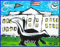 White House Biden Skunk Outsider Political Folk Art Jr Charlie Fast Only Trumper