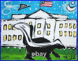 White House Biden Skunk Outsider Political Folk Art Jr Charlie Fast Only Trumper