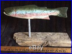 Will Kirkpatrick Carved & Painted Folk Art Wooden Fish 14L Rainbow Trout, WEK