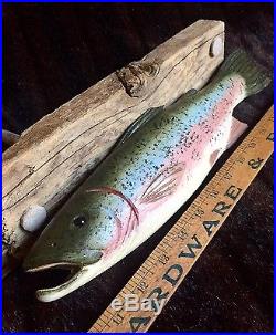 Will Kirkpatrick Carved & Painted Folk Art Wooden Fish 14L Rainbow Trout, WEK