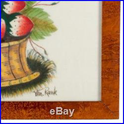 William Bill Rank Folk Art Theorem Painting-Distlefink on Strawberry Basket