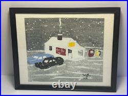 William Henry Clarke (born 1950) Folk Art Painting Gas Station Scene