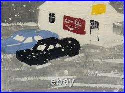 William Henry Clarke (born 1950) Folk Art Painting Gas Station Scene