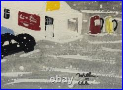William Henry Clarke (born 1950) Folk Art Painting Gas Station Scene