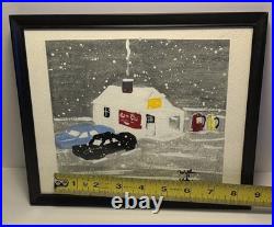 William Henry Clarke (born 1950) Folk Art Painting Gas Station Scene