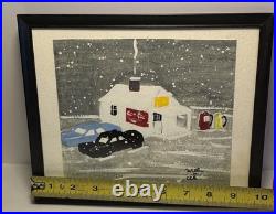 William Henry Clarke (born 1950) Folk Art Painting Gas Station Scene