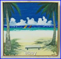 Windsurfing Florida Folk Art Vintage Original Painting South Beach T. Tremblay