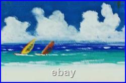 Windsurfing Florida Folk Art Vintage Original Painting South Beach T. Tremblay