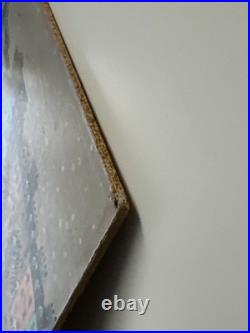 Winter Folk Art Painting Ice Skating Bridge Marika Vintage Children Kids Town