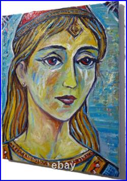 Woman Portrait Oil? Painting Girl? Realism Art? Signed Vintage Original Realist? Pop