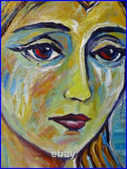 Woman Portrait Oil? Painting Girl? Realism Art? Signed Vintage Original Realist? Pop