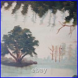 Wonderful Folk Art Painting Oil on Board by Evelyn Johnson