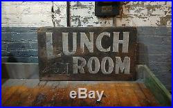 Wooden Hand Painted Lunch Room Sign Folk Art Primitive School 1920s Kitchen