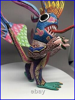 Wooden Hand Painted Mystic Mexican Folk Art'Alebrije' from Oaxaca Lizard 8.5