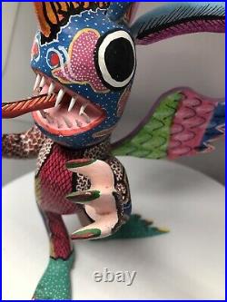 Wooden Hand Painted Mystic Mexican Folk Art'Alebrije' from Oaxaca Lizard 8.5